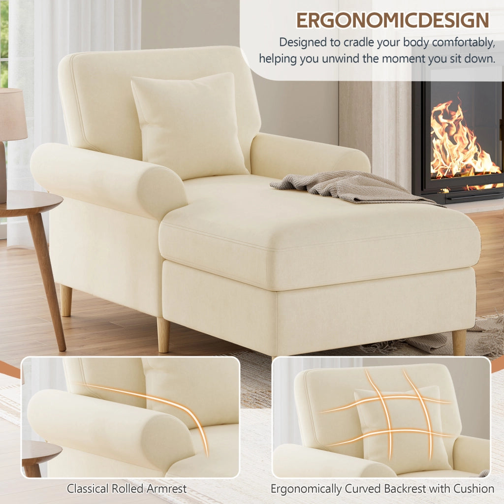 Poltrona relax con funzione reclinabile e cuscino, in Velluto, Beige