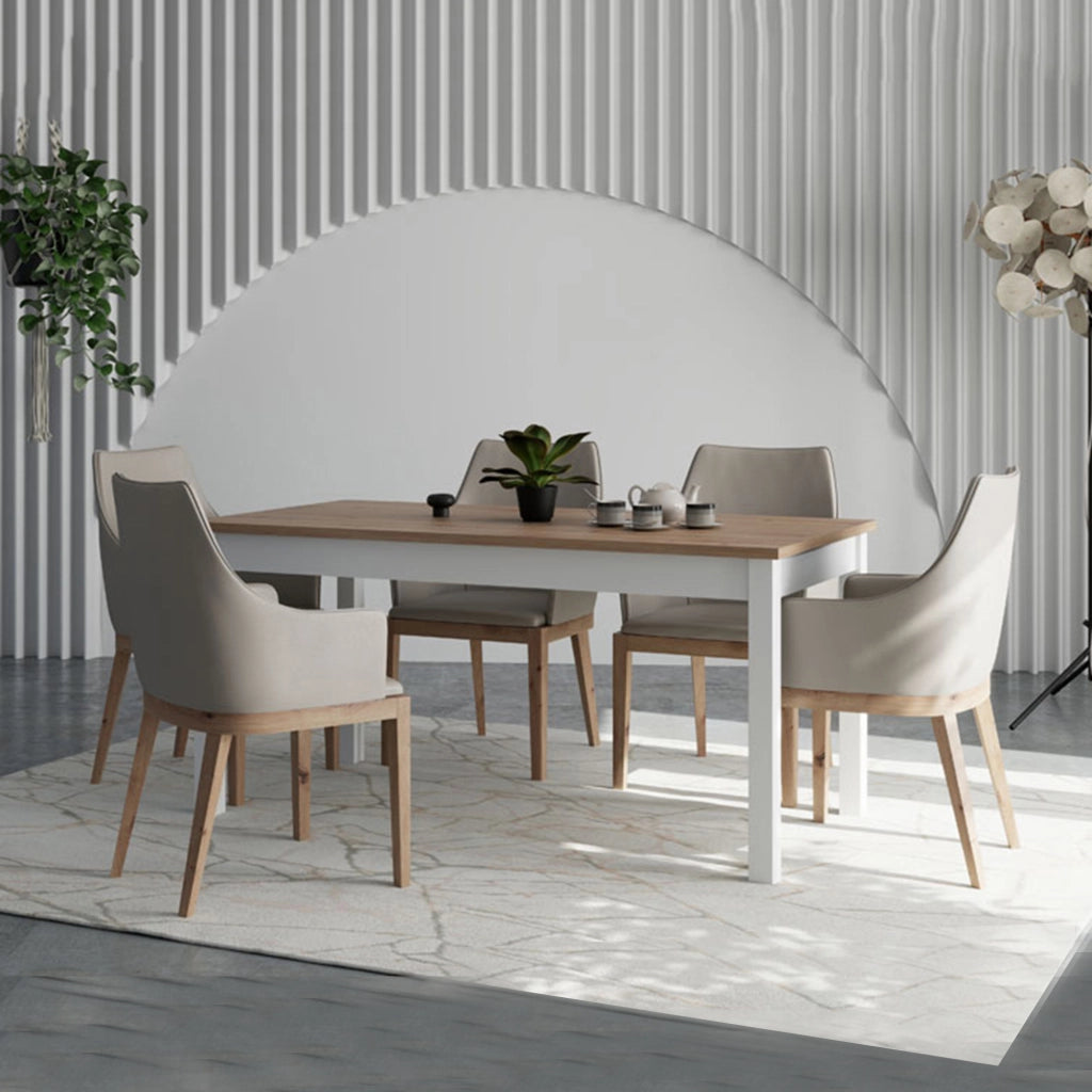 Senn, Tavolo Fisso 8 Posti, 160x80x77h cm Marrone Rovere Nodi