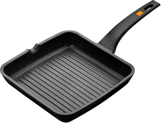 Grillpan in Acciaio con Superficie Antiscivolo - Teflon Platinum Plus Nero - 28 cm