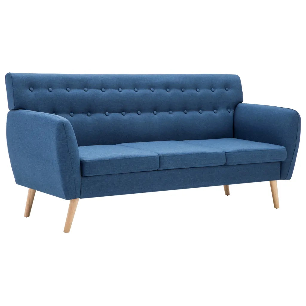 Divano a 3 Posti Rivestito in Tessuto 172x70x82 cm Blu 247130
