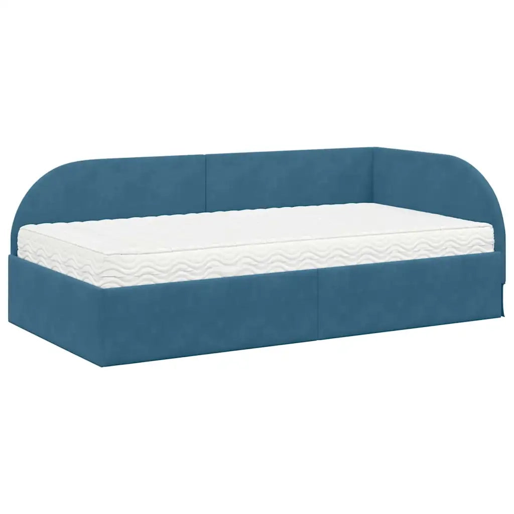 Struttura Letto Angolare con Materasso 2 pcs Blu Velluto 3394203