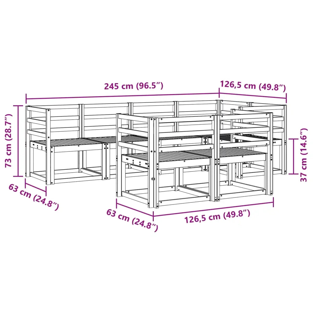 Set di divani da esterno 7 pcs Naturale