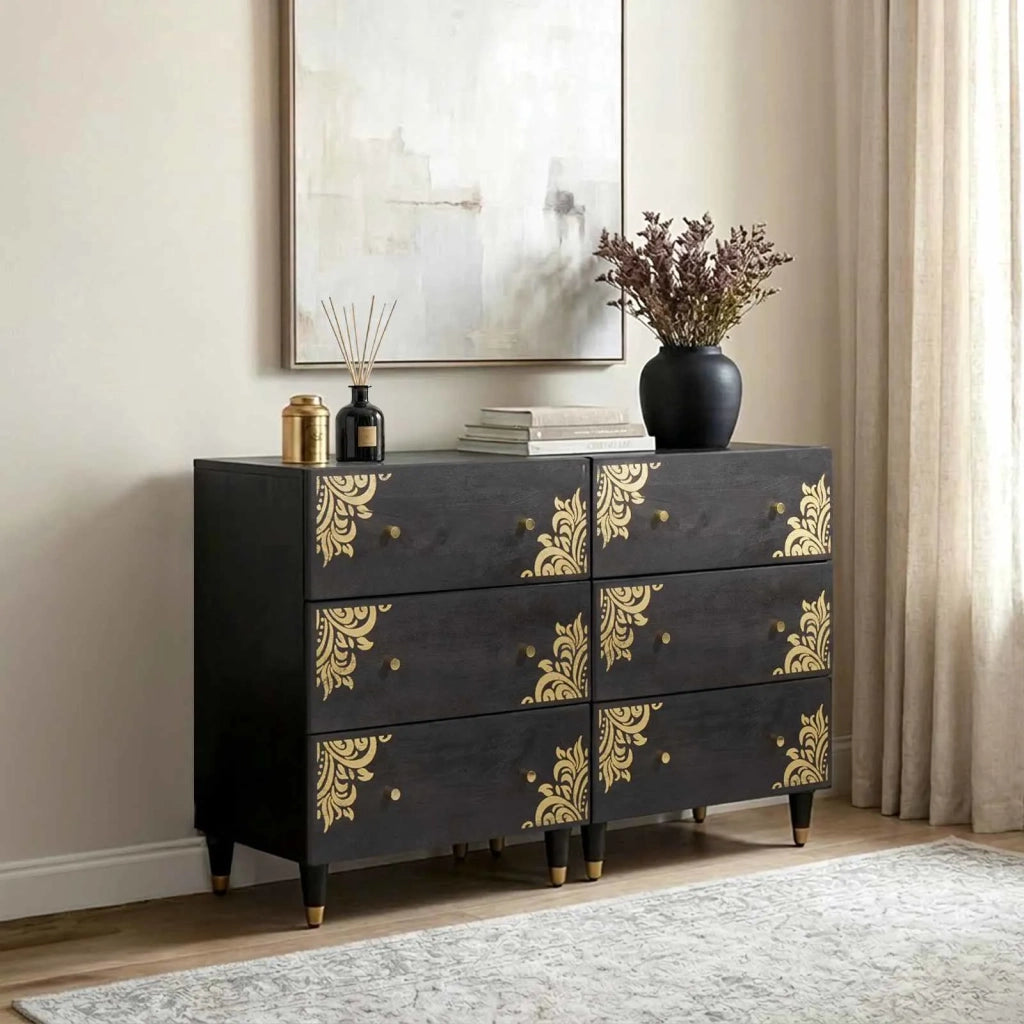 Credenza 2 pcs Nero 60 x 33 x 75 cm Legno di mango massello 3310157