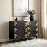 Credenza 2 pcs Nero 60 x 33 x 75 cm Legno di mango massello 3310157