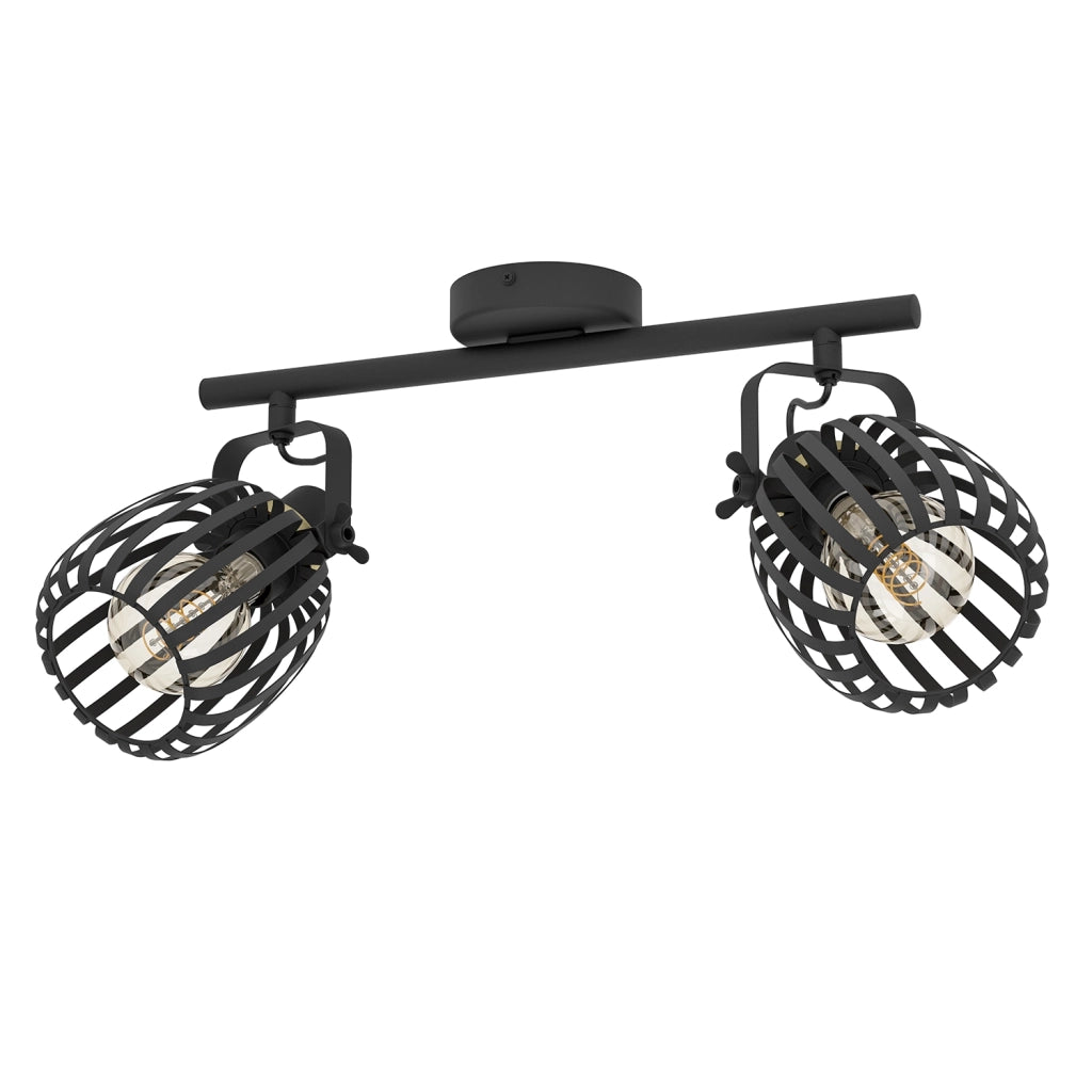 Spot Contemporaneo Girona In Acciaio Nero 2 Luci E27 40W Ip20