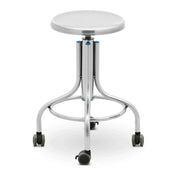 Sgabello da laboratorio - su rotelle - acciaio inox - 100 kg 14_0005786