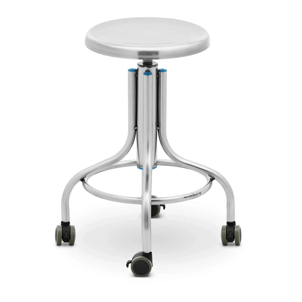 Sgabello da laboratorio - su rotelle - acciaio inox - 100 kg 14_0005786