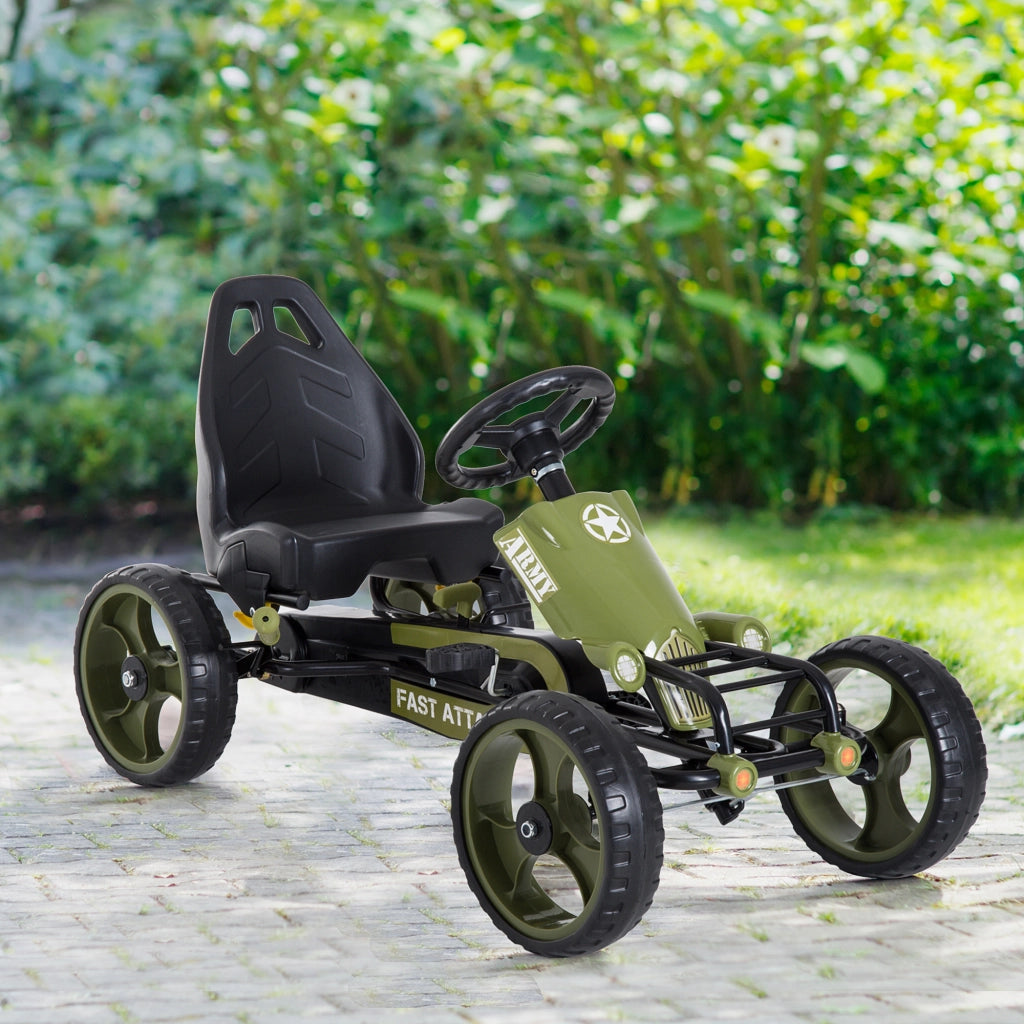 Go Kart a Pedali per Bambini ¨C zephmum ¨C Verde, Sedile Regolabile, 3-6 Anni