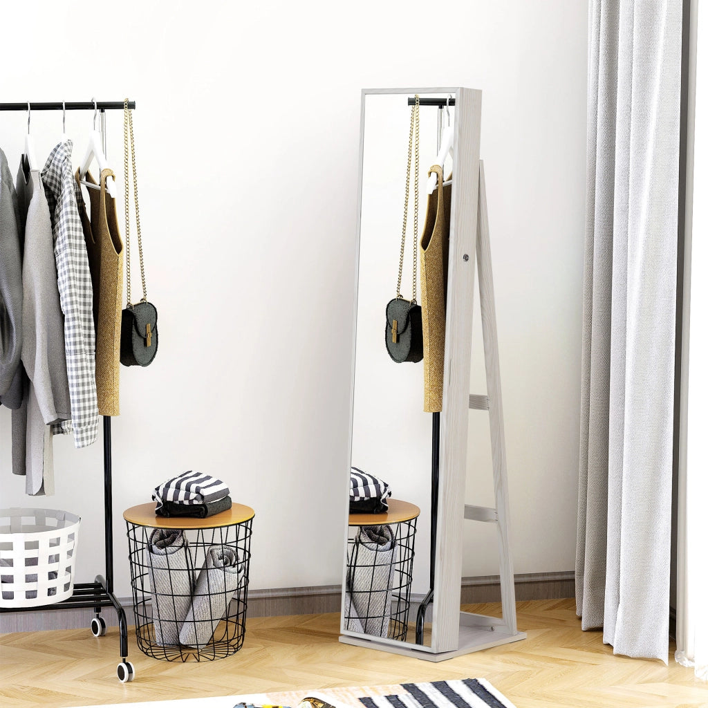 Armadio da trucco con specchio e illuminazione LED ¨C zephmum ¨C bianco 38x38x157 cm