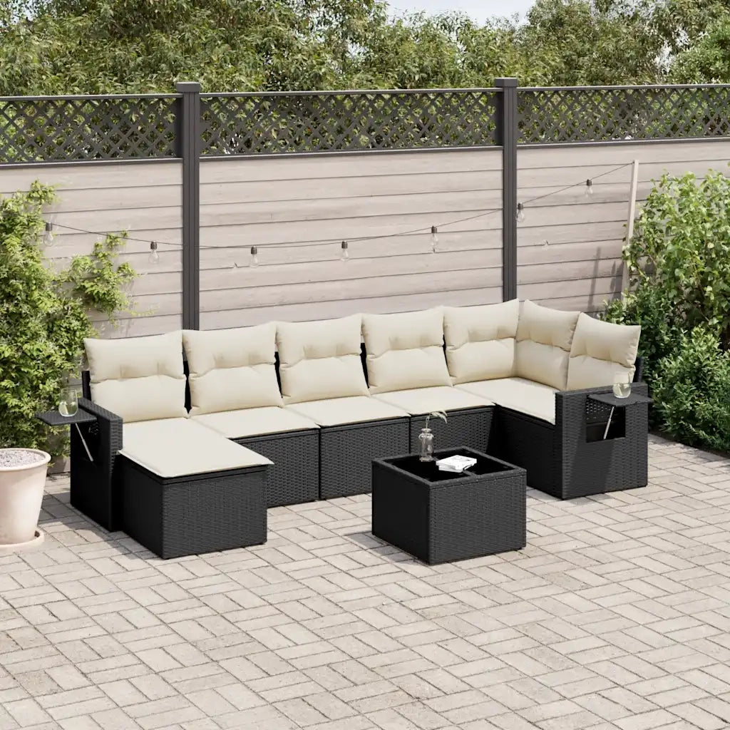 Set Divani da Giardino con Cuscini 8 pz Nero in Polyrattancod mxl 89184