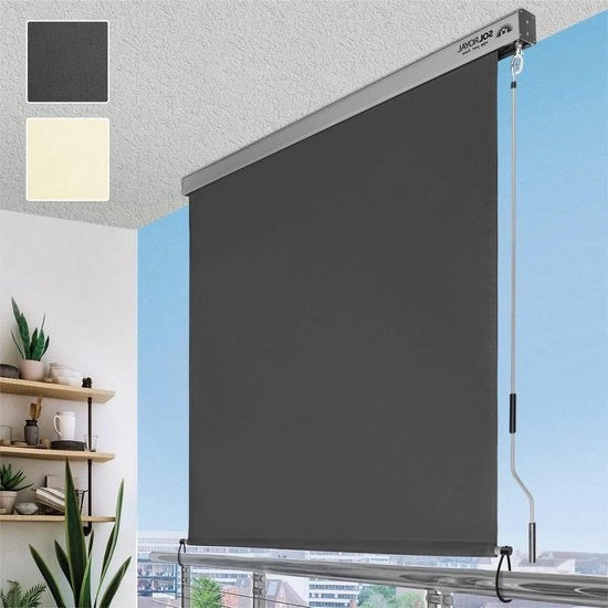 Ombrellone laterale per giardino 180x250cm - Tenda rotolante esterna per protezione della privacy - Maniglia rimovibile - Protezione da pioggia - Ombra solare per patio, balcone e giardino in anthracite.