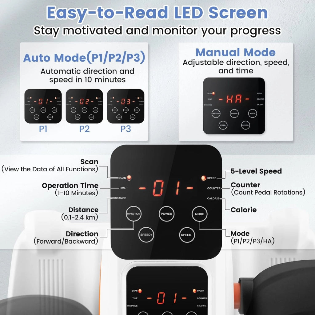 Mini Ellittica Elettrica, Pedalatore Ellittico con Schermo e Telecomando, Pedalatore Elettrico con 5 Velocità e 3 Modalità, Bicicletta Ellittica Sotto la Scrivania