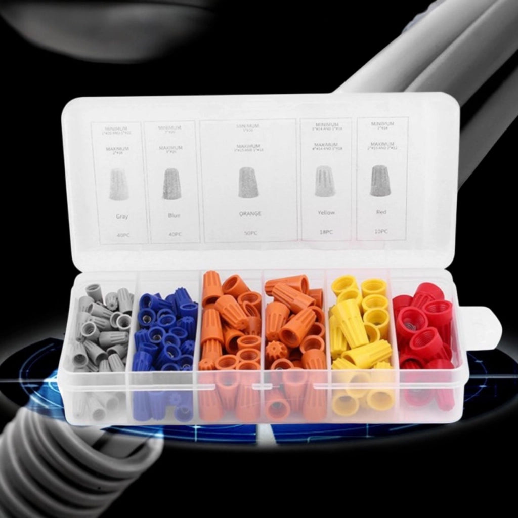 Set 158pz Connettori a Vite per Cavi Elettrici – Cappucci, Tappi, Morsetti e Terminali Isolanti Multicolore W14610