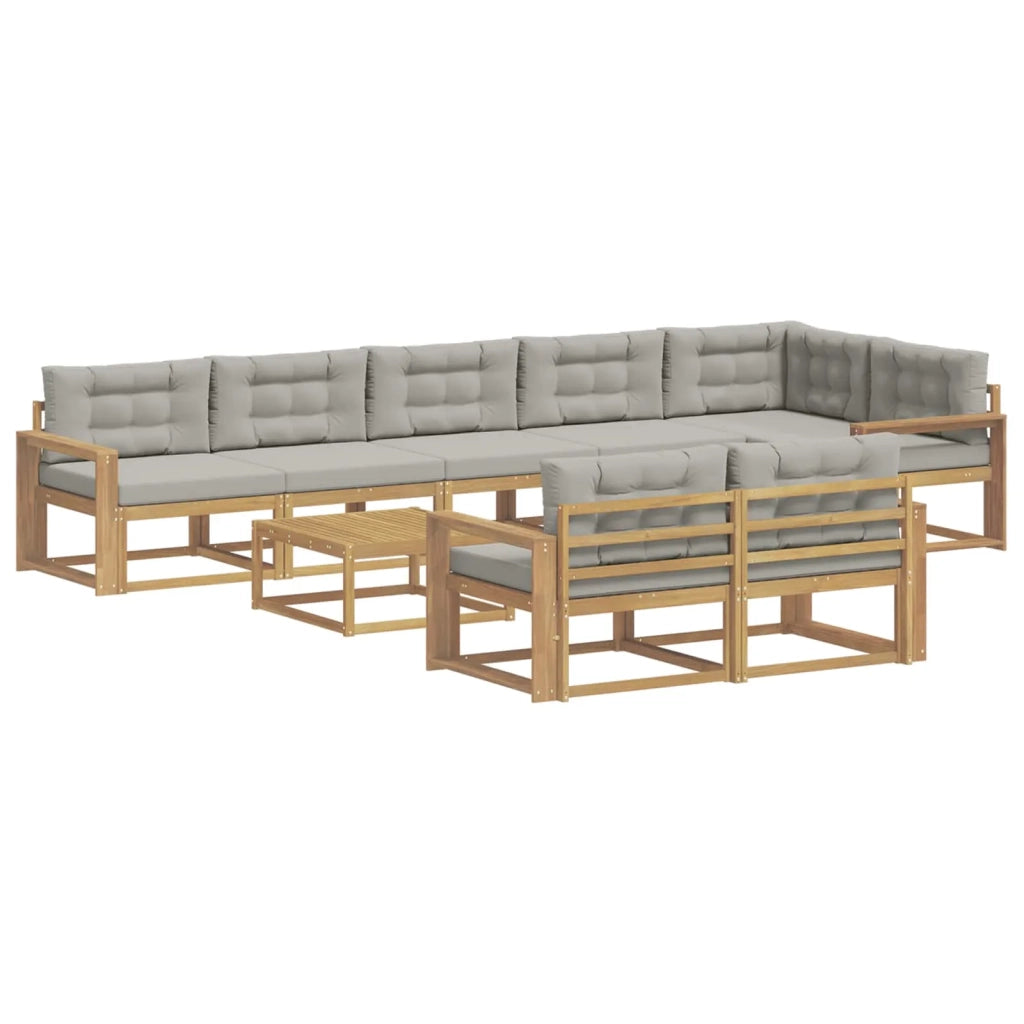 Set di divani da esterno 9 pcs Bianco e Grigio Chiaro