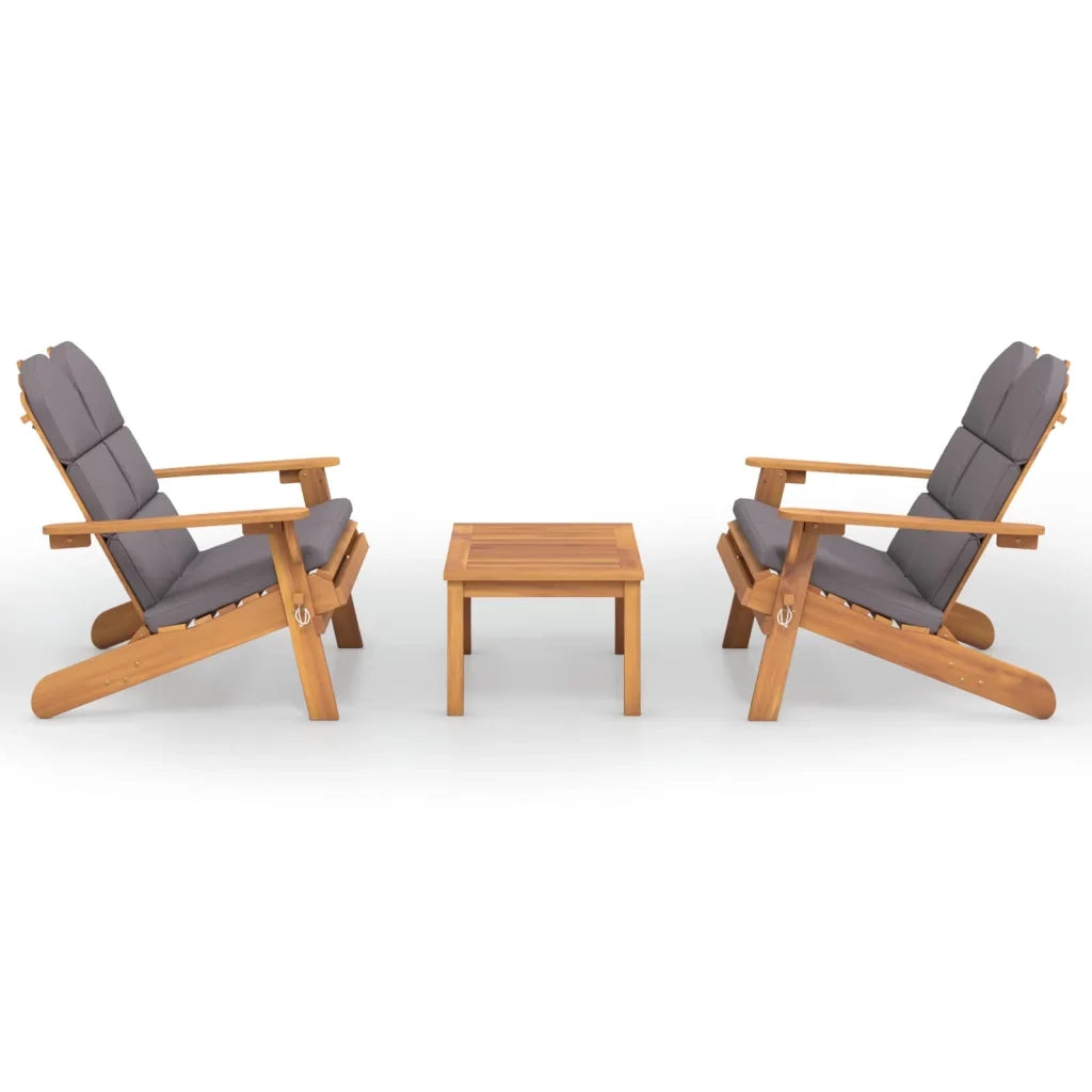 Set Salotto da Giardino Adirondack 3pz Legno Massello di Acacia 3152135