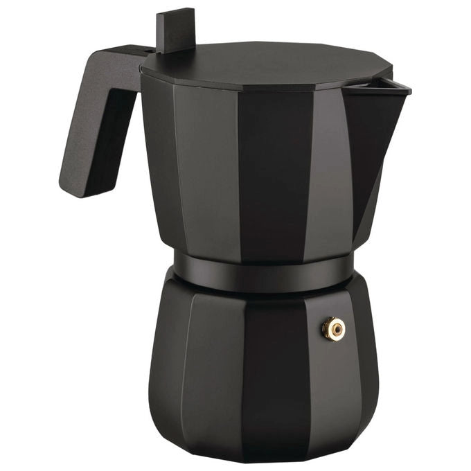 Alessi DC06-6 B Moka Caffettiera Espresso in Alluminio Pressofuso 6 Tazze 300 ml colore Nero