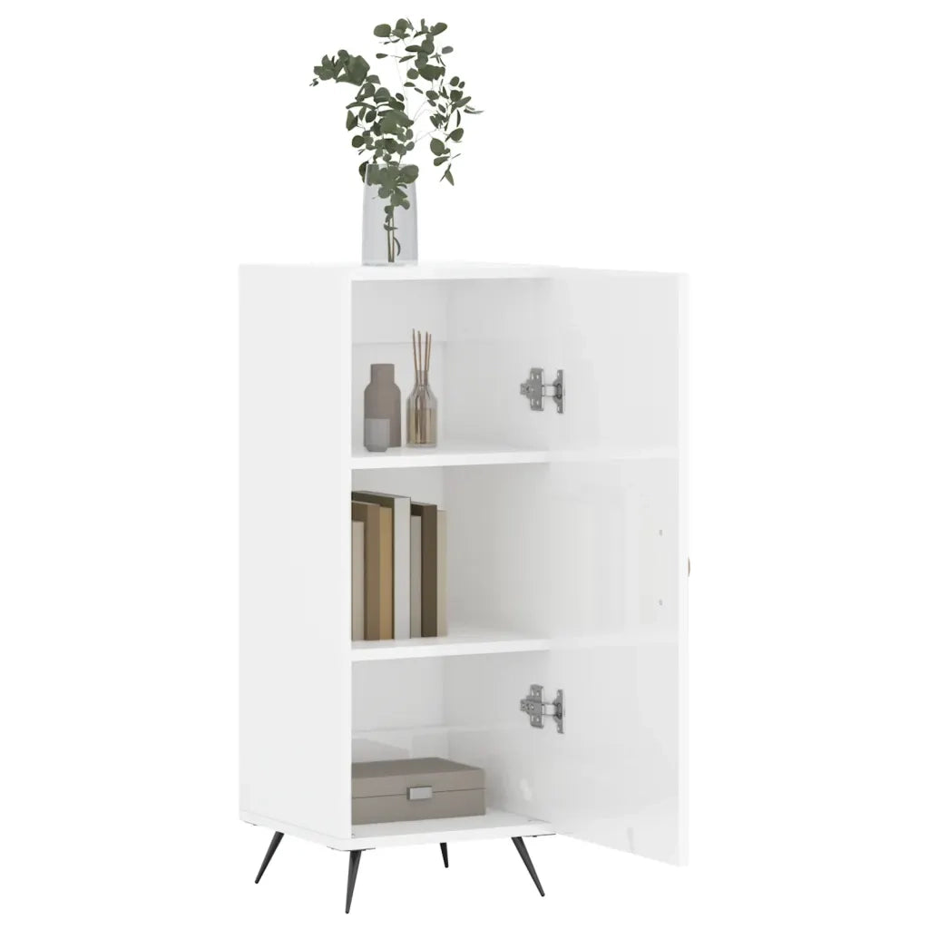 Credenza Bianco Lucido 34,5x34x90 cm in Legno Multistrato 828510