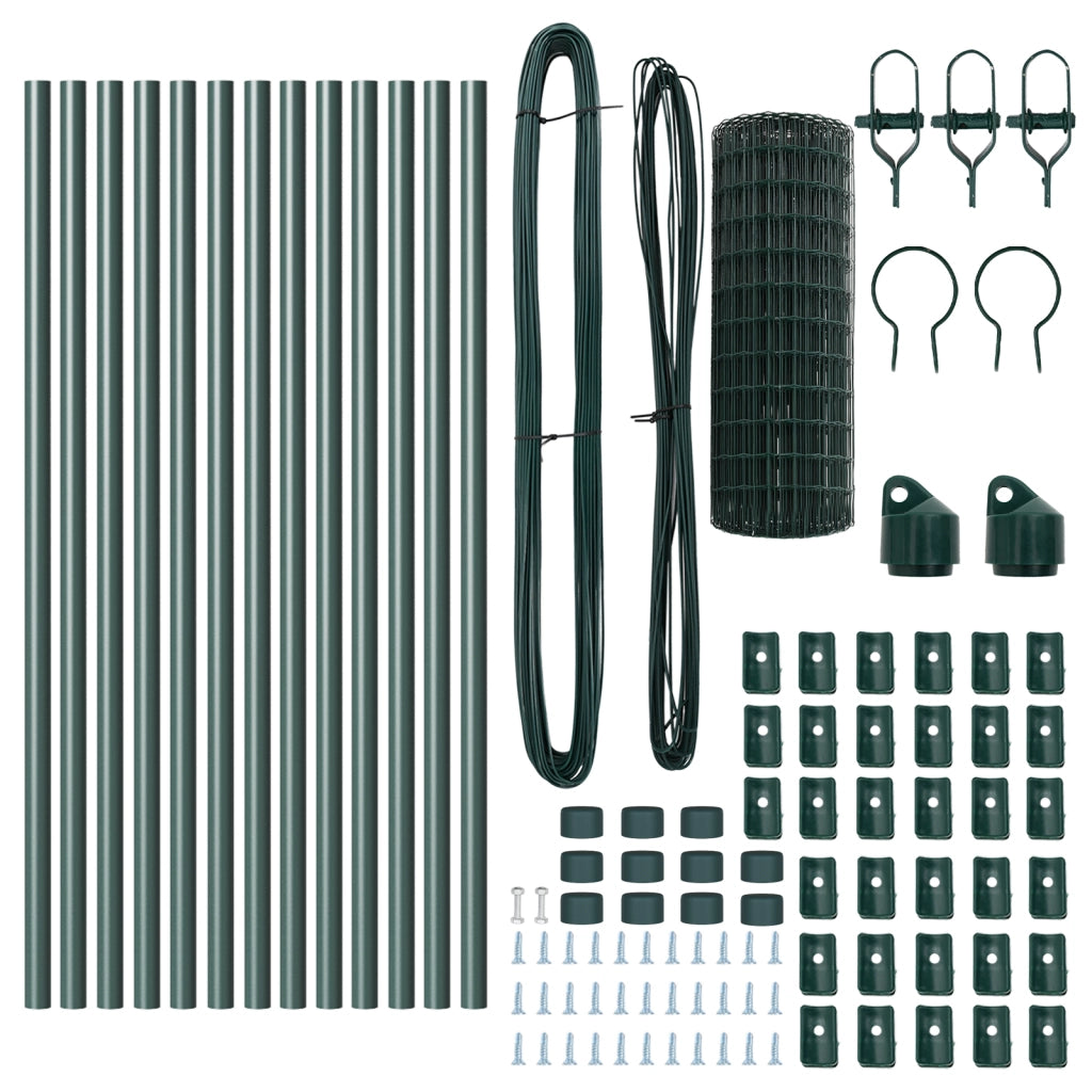 Euro Fence con 13 Post 0.8x25 m Acciaio Zincato Verde