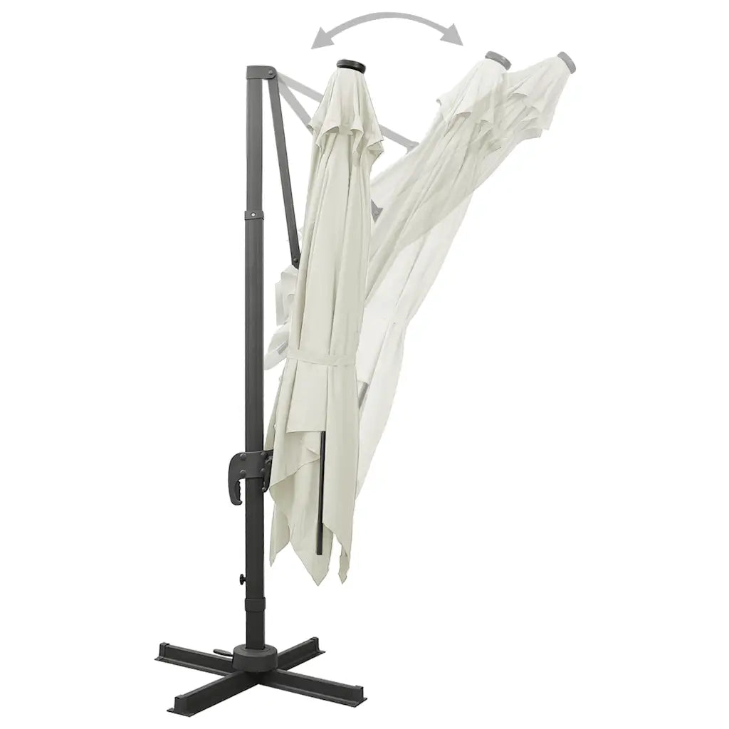 Ombrellone a Sbalzo con Palo e Luci a LED-Ombrello da giardino Sabbia 300 cm 892645