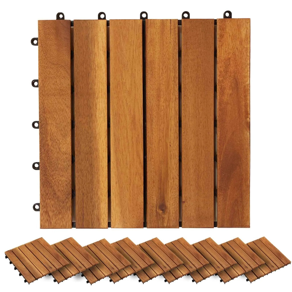 Piastrella per Decking 30 pz Marrone 30 x 30 cm CFW7613391