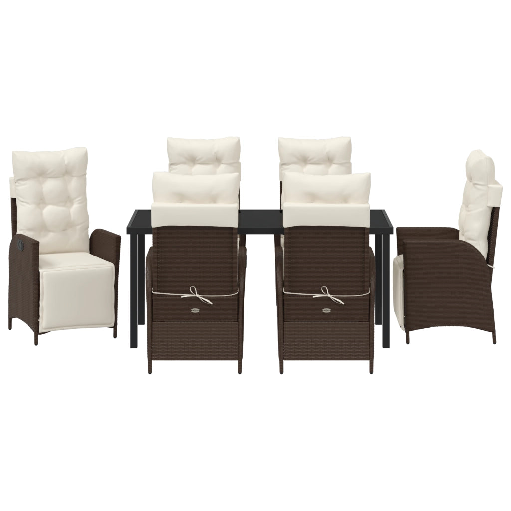 Set da Pranzo da Giardino 7 Pezzi Marrone Rattan PE