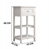 Tavolino da notte in legno con cassetto e 2 ripiani, stile loft moderno, 45 cm