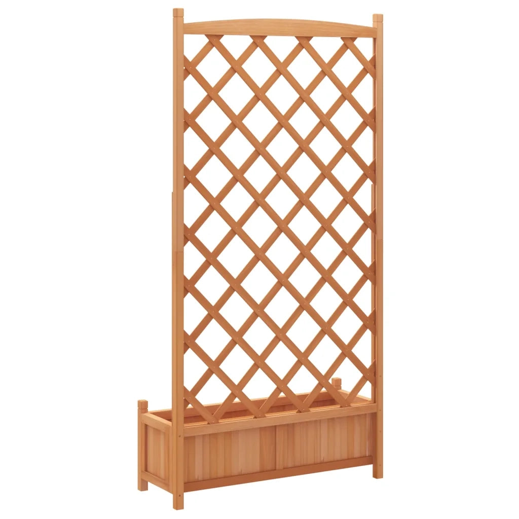 Fioriera con Traliccio Marrone 90x35x180 cm in Massello di Abete 365491