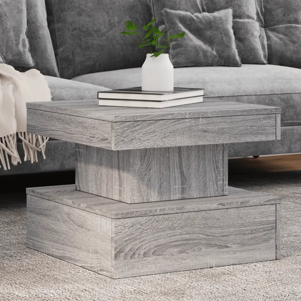Tavolino da salotto | Tavolino da caff¨¨ | Tavolino da Soggiorno con Luci LED Grigio Sonoma 50x50x40 cm