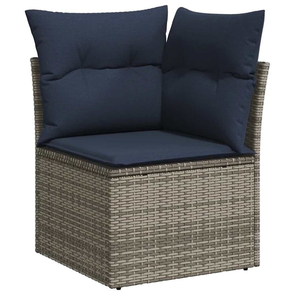 Set Divani da Giardino 9 pz con Cuscini Grigio in Polyrattan 3266431