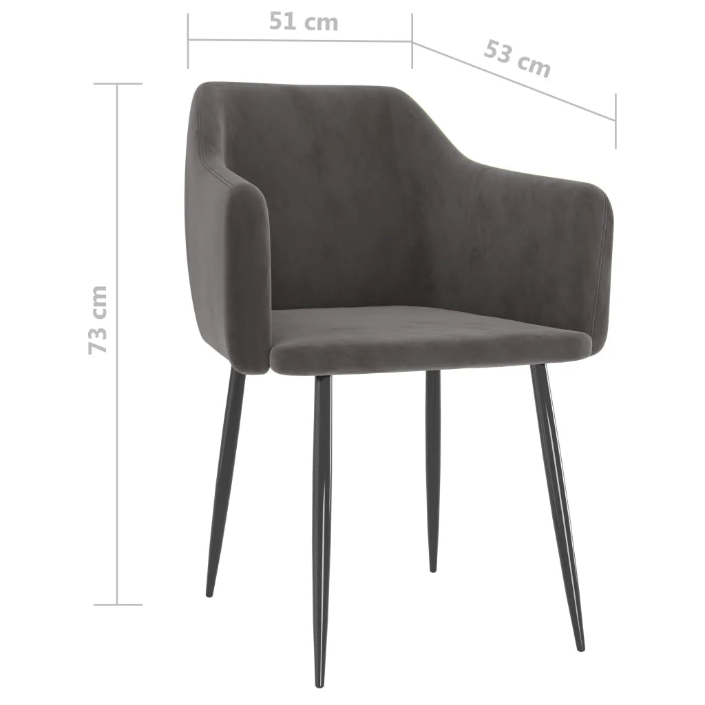 Sedie da Pranzo 2 pz Grigio Scuro in Velluto cod mxl 13546