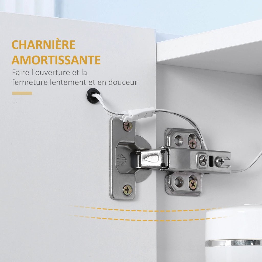 Specchio Armadio a Parete Bagno LED ¨C Zephmum ¨C Bianco 70x15x65 cm