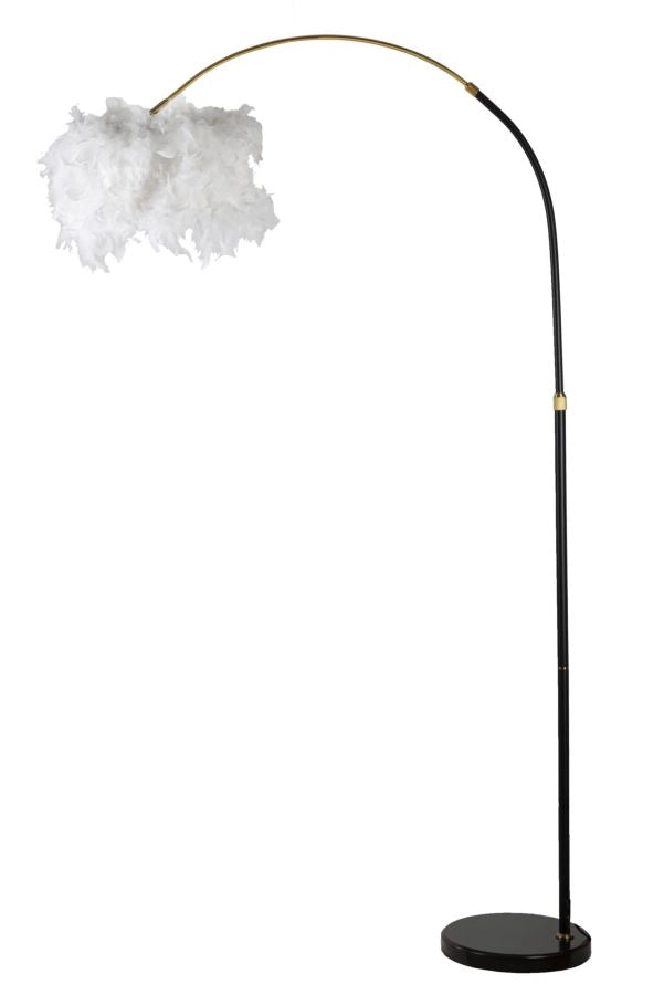 Lampada da Terra Arc Plur 100x100x150 cm in Ferro e Marmo e Plastica Bianco e Nero