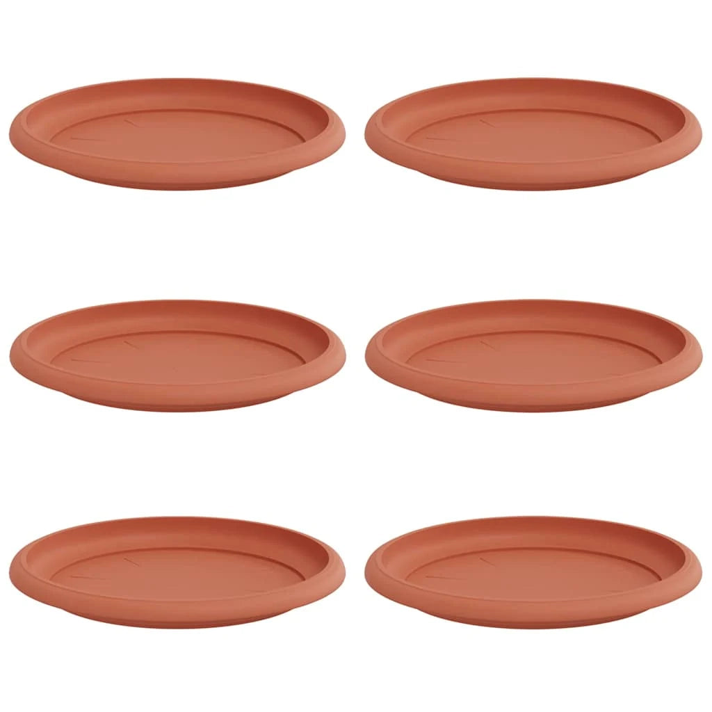Set di 6 vassoi rotondi ergonomici moderni per fiori 19 x 19 x 2 cm in plastica rosso mattone 02_0059337