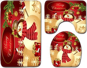 Set di 3 Mattonelle Antiscivolo per Bagno, Mattonella + Contorno + Coperchio WC, Decorazione di Natale Vittoria, Tappeto di Natale Antiscivolo per Bagno 20"x 31"+16x18"+16"x20