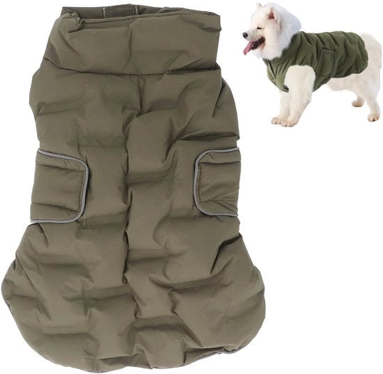 Abbigliamento per cani acqua e vento resistente - Giacca per cani con riflettori - Materiale resistente agli urti - Cintura comoda per cani grandi