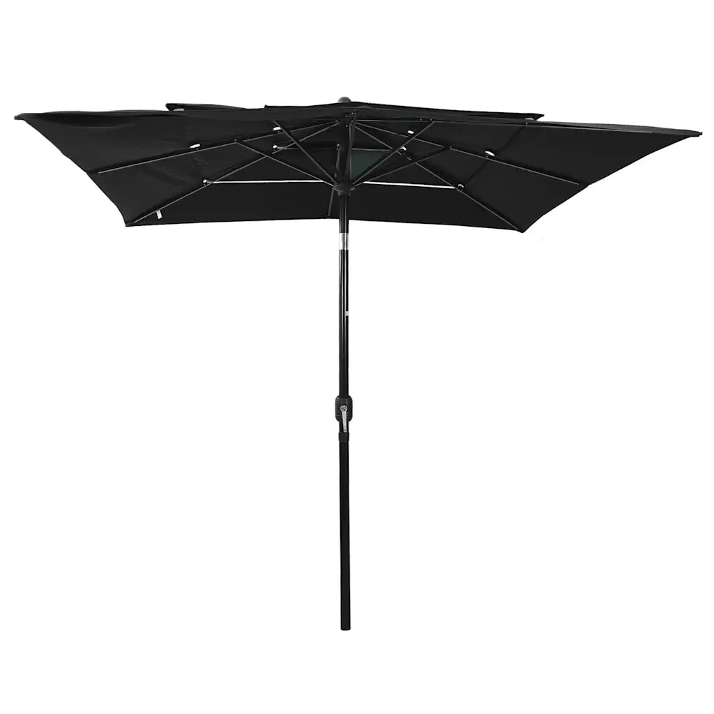 Ombrello | Parasolne a Sbalzo 3 Livelli Palo Alluminio 2,5x2,5 m Nero