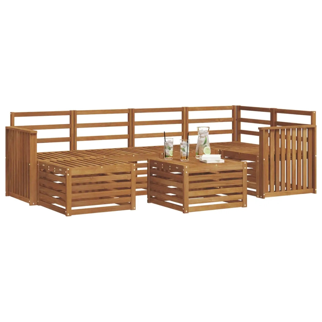 Set divano sezionale 7 pcs Naturale Legno di Acacia Massello