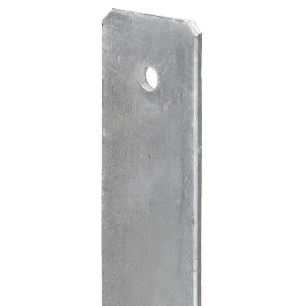 Picchetti per Recinzione 2 pz Argento 8x6x60 cm Acciaio Zincato 145296