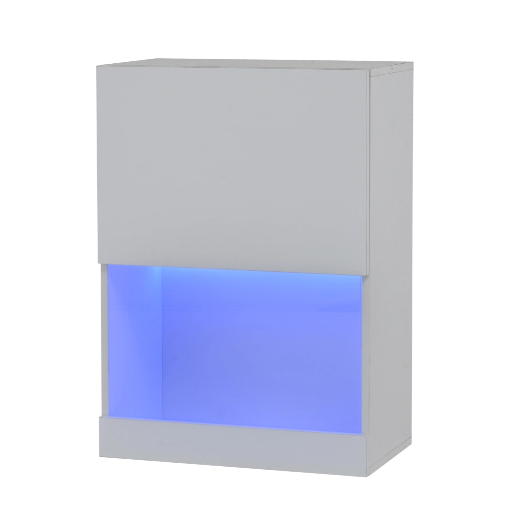 Mobile porta TV set con LED e finitura lucida con 3 ante e 2 vani aperti per soggiorno bianco 175 × 39 × 34 cm
