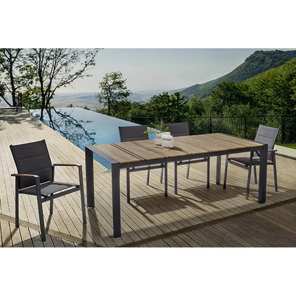 Tavolo da Giardino in Alluminio e Polywood Effetto Teak 198x100 - MESSENGER