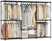 Organizzatore di armadio - conservazione abbigliamento - soluzione cassa - materiale non tessuto duraturo - 205 x 43 x 166 cm - nero
