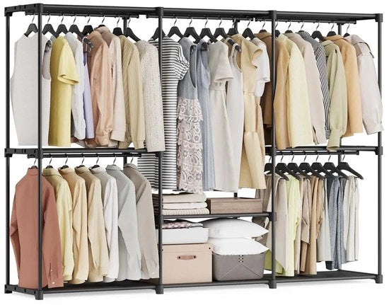 Organizzatore di armadio - conservazione abbigliamento - soluzione cassa - materiale non tessuto duraturo - 205 x 43 x 166 cm - nero