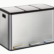 Contenitore Rifiuti Cucina 45L (3 x 15L) – Sistema di Separazione Rifiuti in Acciaio Inox con Pedali Codificati per Colore e Chiusura Silenziosa
