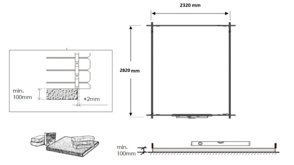 Casetta da giardino in legno – 2.5x3 m con estensione 4x2.76 m - 18.56 m² - DOM675+DOS194 - ALTANKA