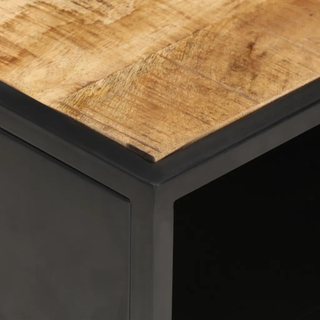 Tavolino con Anta Intagliata 90x55x36 cm Legno di Mango Grezzo 320946