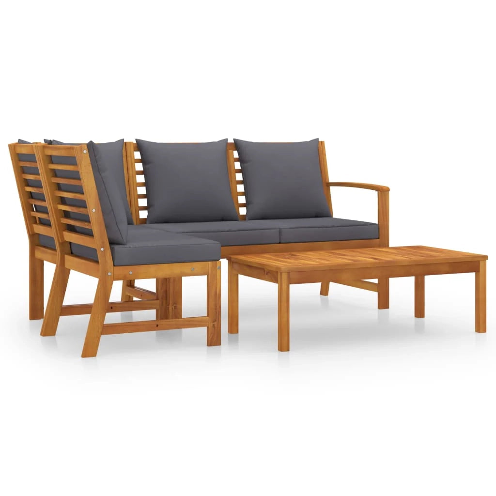 Set di mobili da giardino mobili da esterno 4 pezzi con cuscini legno massello di acacia 02_0016071