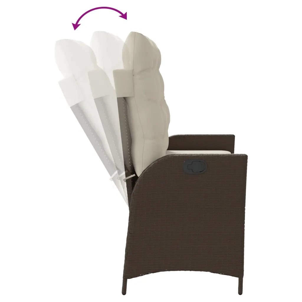 Panca Reclinabile da Giardino con Cuscini-Sgabello-Sedia da esterno Marrone in Polyrattan 464052