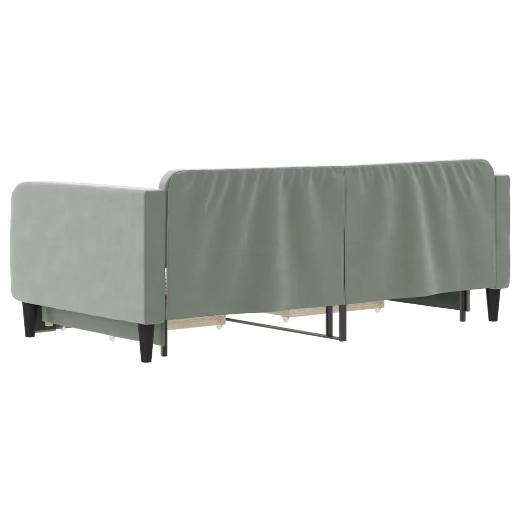 Divano Letto Estraibile Cassetti Grigio Chiaro 90x190cm Velluto 3197124