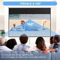 Telo per Proiettore 120" Rapporto 16:9, Fissaggio a Muro e Soffitto per Casa e Ufficio, Bianco