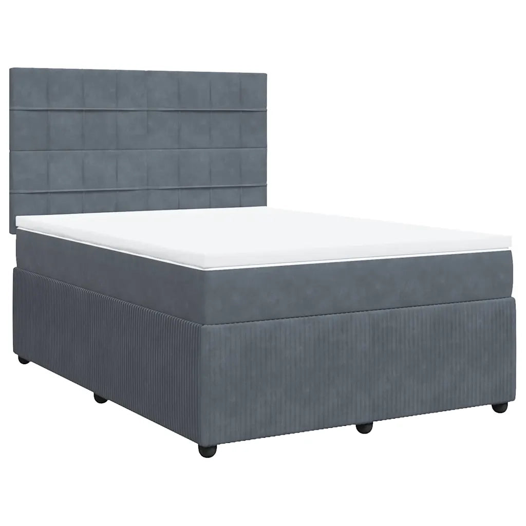 Giroletto a Molle con Materasso Grigio Scuro 140x190 cm Velluto